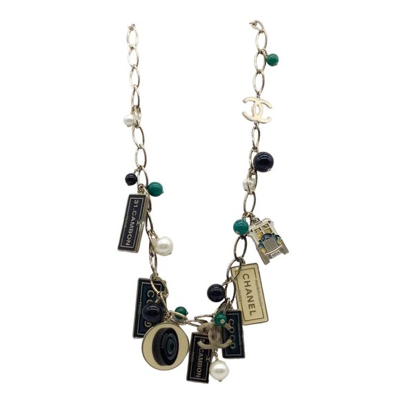 Chanel Silver 2006 Cruise Collection Enameled Charm Necklace - Picture 1 of 9